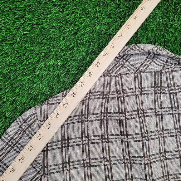 Vintage 70s MOD Blazer Plaid Jacket Womens M/L 21x28 Brown - Picture 3 of 10